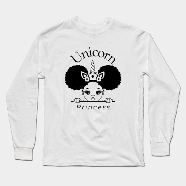 Afro Pom Pom Girl - Unicorn Princess Long Sleeve T-Shirt by Soul B Designs